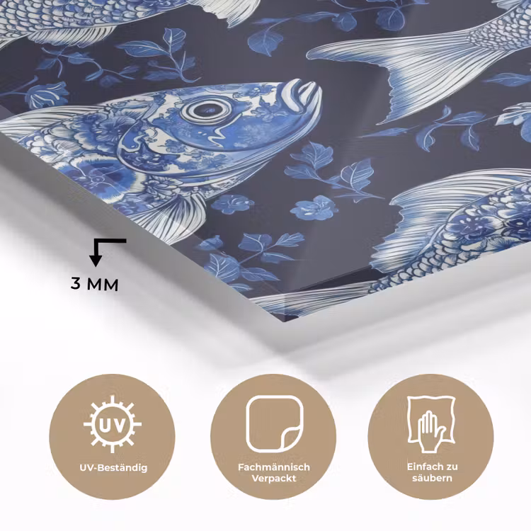 Vissen - Bloemen - Blauw plexiglas 5mm klein 11 -wsfeer2_DE
