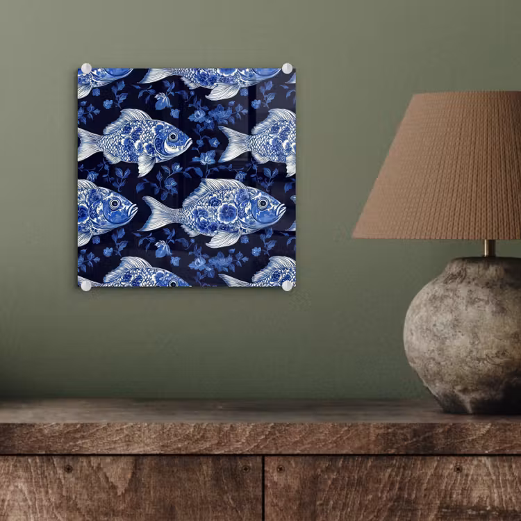 Vissen - Bloemen - Blauw plexiglas 5mm klein 11 -sfeer3