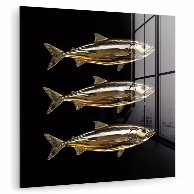 Vissen - Goud - Zwart plexiglas 5mm klein -zzzproduct_nieuw