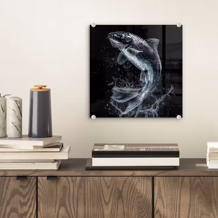 Vis - Koi - Zwart - Water plexiglas 5mm klein -sfeer1