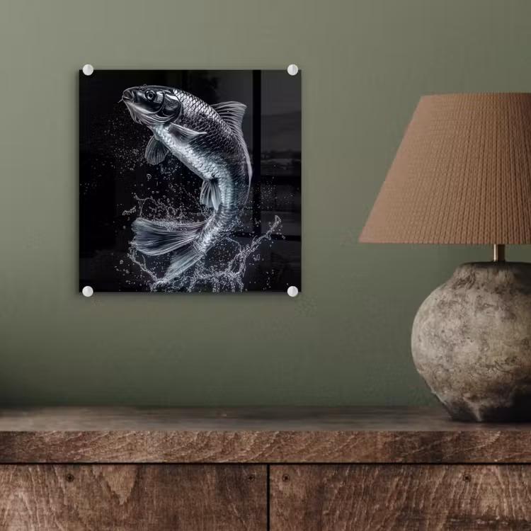 Vis - Koi - Zwart - Water plexiglas 5mm klein -sfeer3
