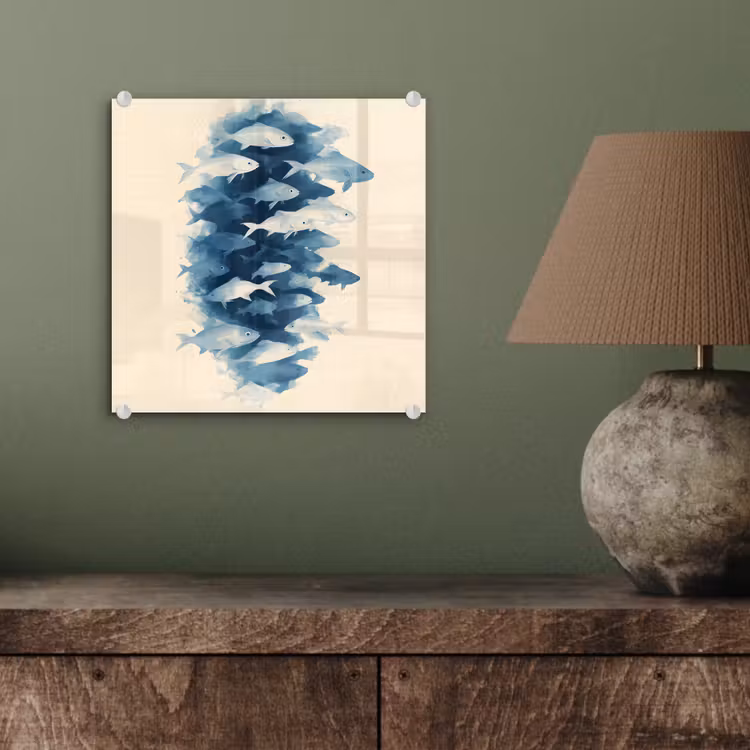 Vissen - Minimalistisch - Blauw plexiglas 5mm klein -sfeer3