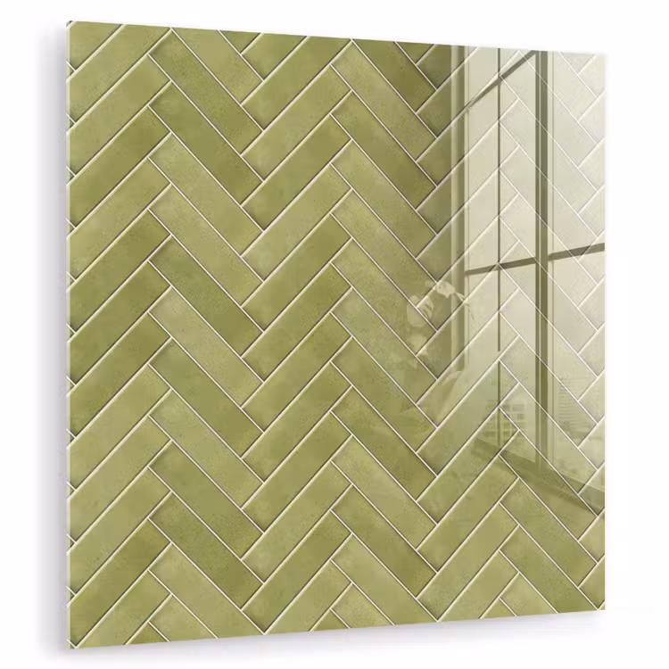 Visgraat - Wandtegel - Olijfgroen plexiglas 5mm klein 11 -zzzproduct_nieuw