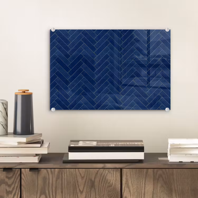 Visgraat - Wandtegel - Donkerblauw - Navy Blue plexiglas 5mm klein 11 -sfeer1