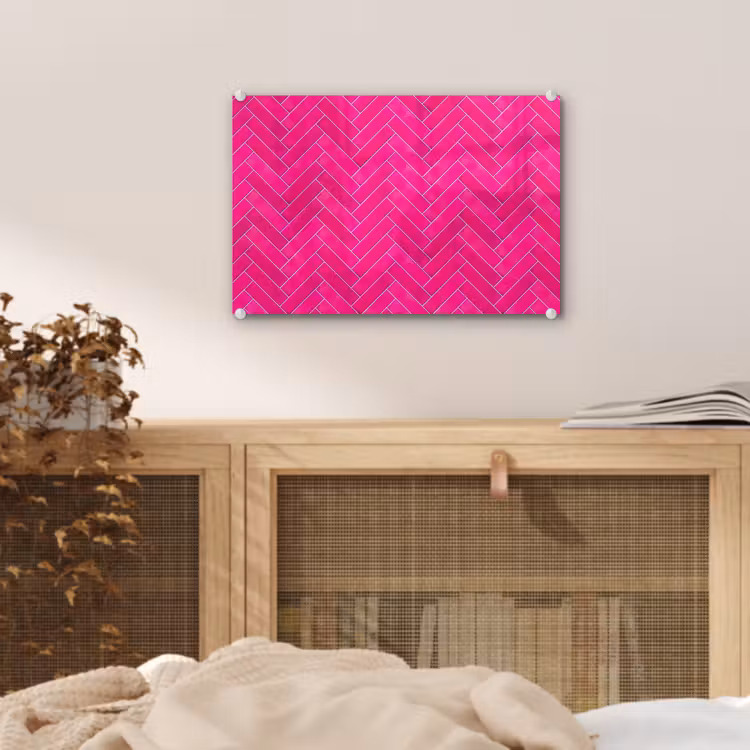 Visgraat - Wandtegel - Fuchsia - Roze plexiglas 5mm klein 11 -sfeer3
