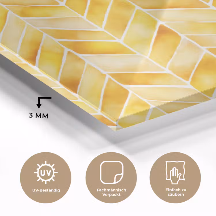 Visgraat - Aquarel - Patronen - Goudgeel plexiglas 5mm klein 11 -wsfeer2_DE