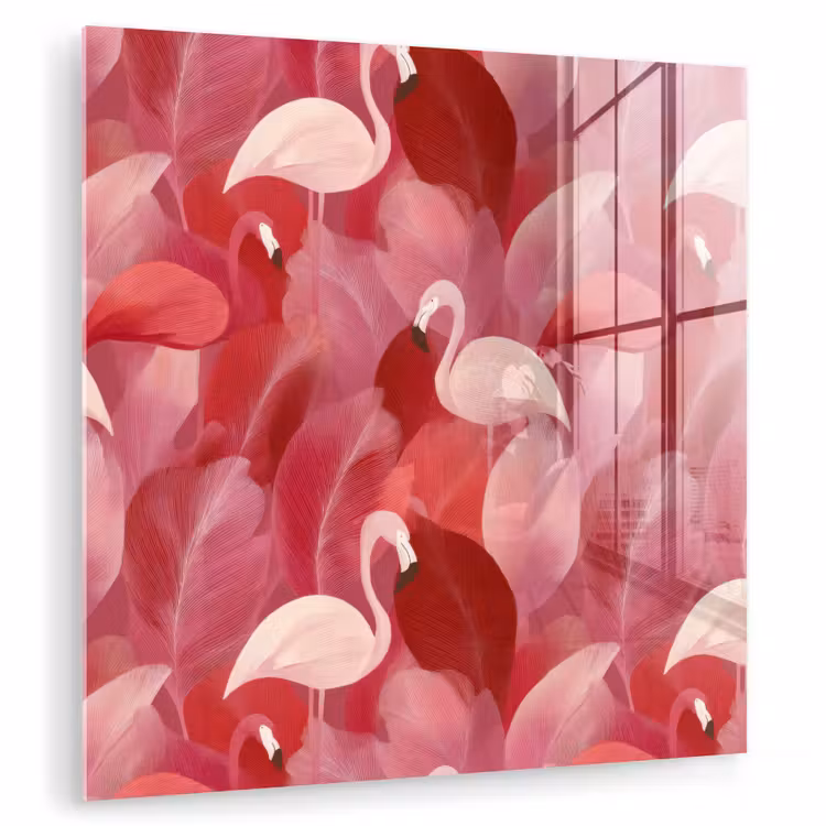 Flamingo - Botanisch - Elegant - Roze - Rood plexiglas 5mm klein 11 -zzzproduct_nieuw