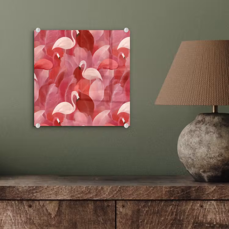 Flamingo - Botanisch - Elegant - Roze - Rood plexiglas 5mm klein 11 -sfeer3