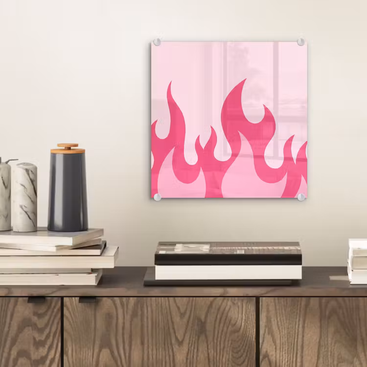 Vlammen - Patroon - Abstract - Modern - Roze plexiglas 5mm klein -sfeer1