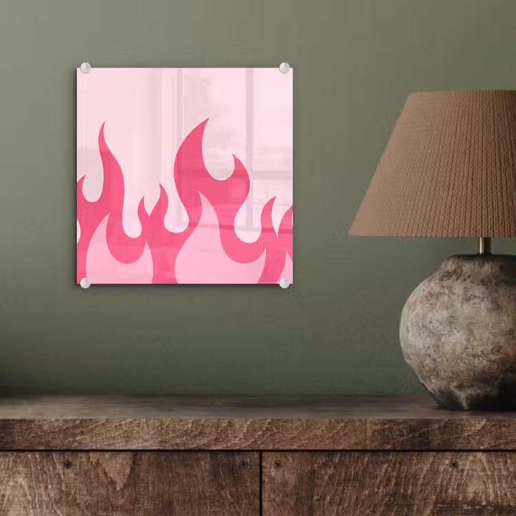 Vlammen - Patroon - Abstract - Modern - Roze plexiglas 5mm klein -sfeer3