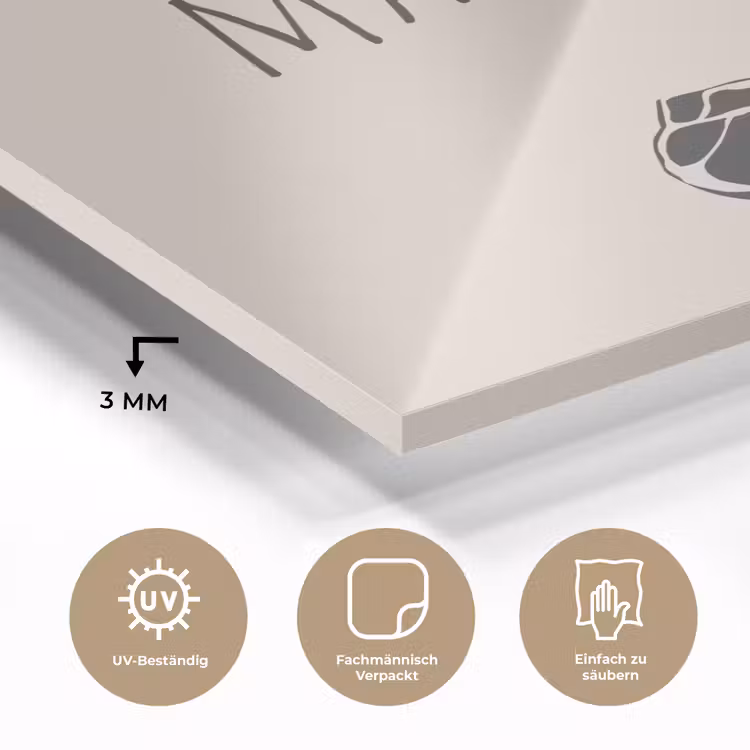 Vlees - Minimalistisch - Beige - Quote plexiglas 5mm klein -wsfeer2_DE