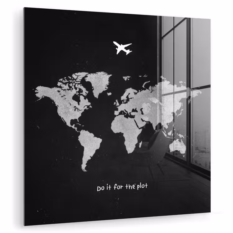 Vliegtuig - Quote - Wereldkaart plexiglas 5mm klein -zzzproduct_nieuw