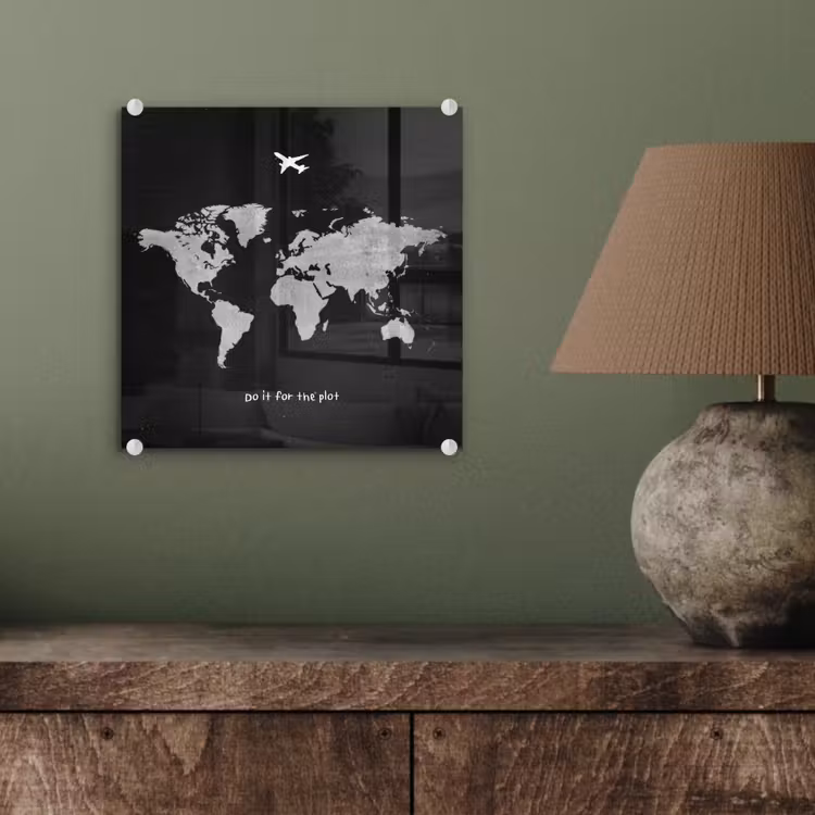 Vliegtuig - Quote - Wereldkaart plexiglas 5mm klein -sfeer3