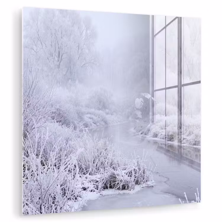Rivier - Sneeuw - Bos - Winter - Schilderachtig plexiglas 5mm klein -zzzproduct_nieuw
