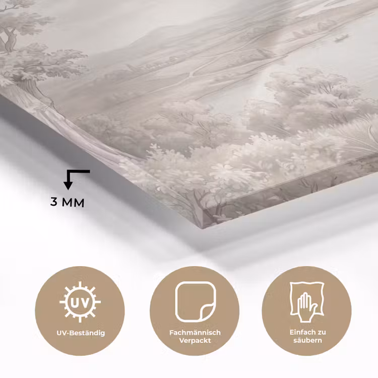 Rivierlandschap - Bergen - Natuur - Vintage - Beige plexiglas 5mm klein -wsfeer2_DE