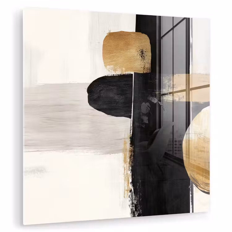 Vormen - Penseelstreken - Abstract - Goud plexiglas 5mm klein -zzzproduct_nieuw