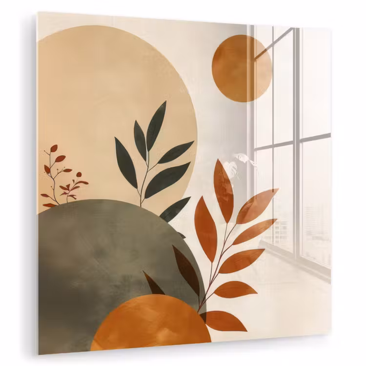 Vormen - Rond - Bladeren - Beige plexiglas 5mm klein -zzzproduct_nieuw