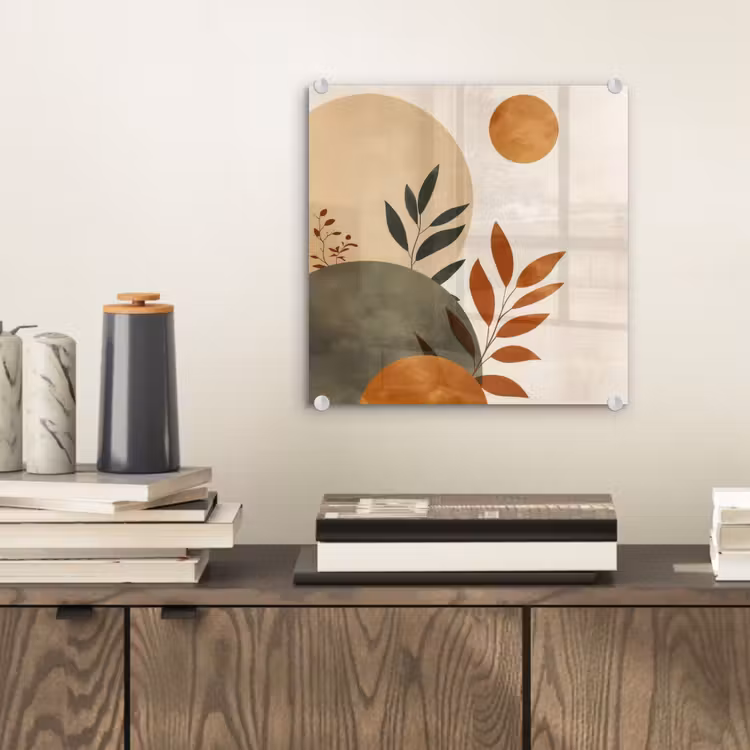 Vormen - Rond - Bladeren - Beige plexiglas 5mm klein -sfeer1