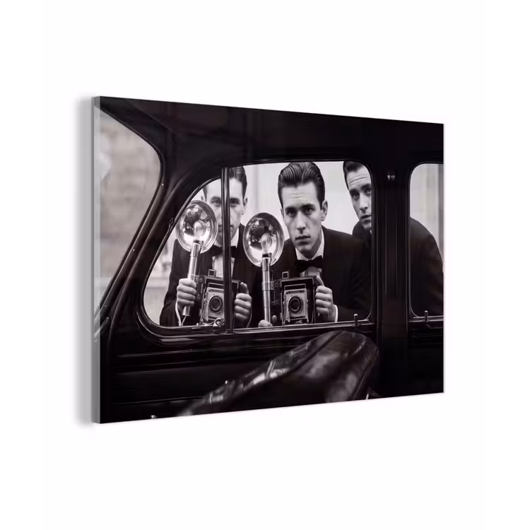 Fotograaf - Camera - Vintage - Journalistiek - Zwart-wit plexiglas 5mm klein -zzzproduct_nieuw