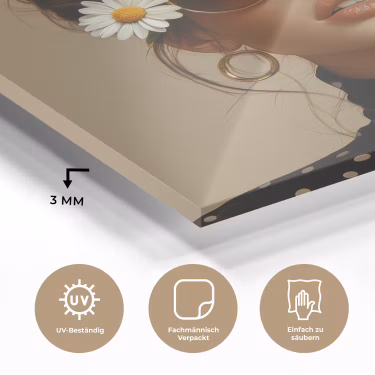 Vrouw - Beige - Bloem - Modern - Portret plexiglas 5mm klein -wsfeer2_DE