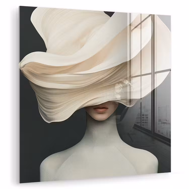 Vrouw - Beige - hoed plexiglas 5mm klein -zzzproduct_nieuw