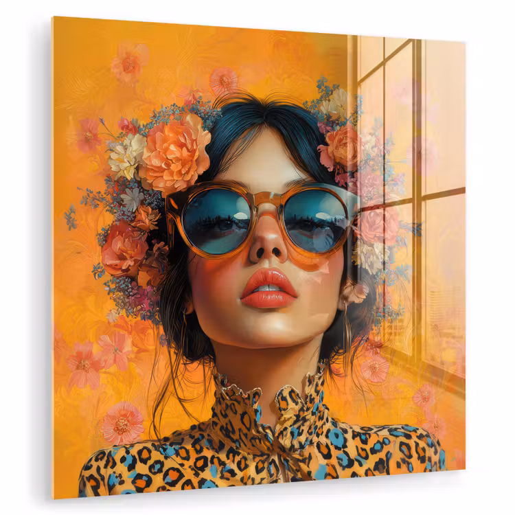 Vrouw - Bloemen - Aesthetic - Oranje plexiglas 5mm klein -zzzproduct_nieuw
