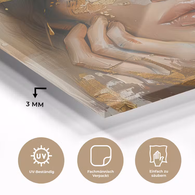 Vrouw - Bloemen - Goud - Portret plexiglas 5mm klein -wsfeer2_DE