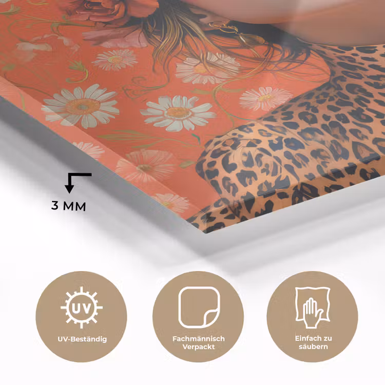 Vrouw - Kleurrijk - Dierenprint - Bloemen plexiglas 5mm klein -wsfeer2_DE