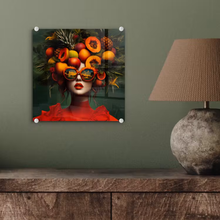 Vrouw - Vruchten - Papaja - Ananas plexiglas 5mm klein -sfeer3