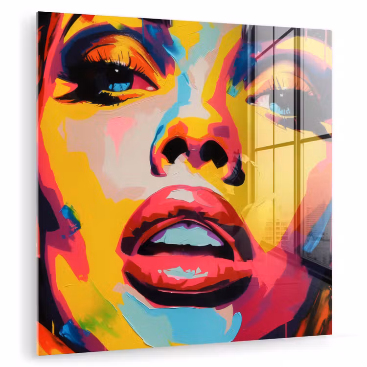 Vrouw - Gezicht - Kleurrijk plexiglas 5mm klein -zzzproduct_nieuw