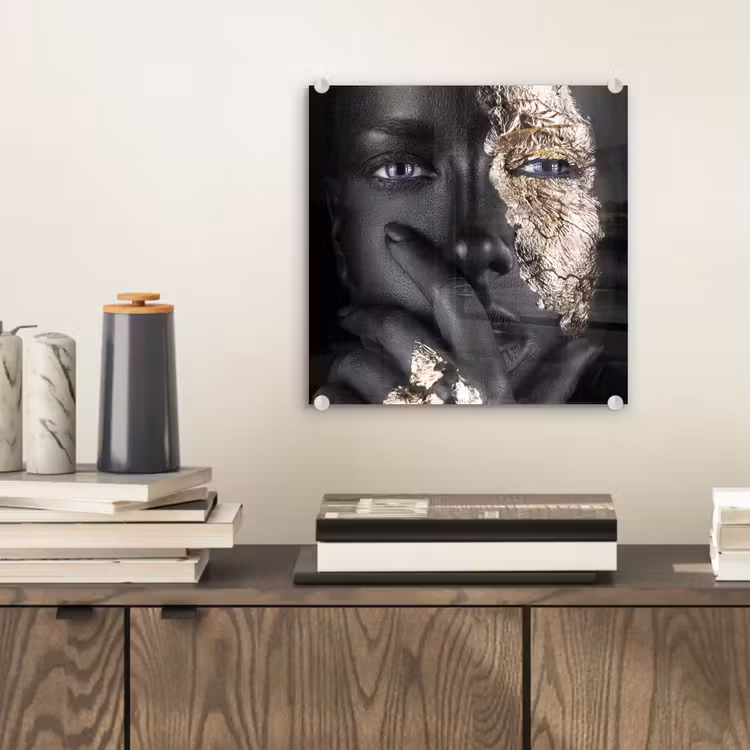 Vrouw - Goud - Zwart - Schmink - Luxe plexiglas 5mm klein -sfeer1