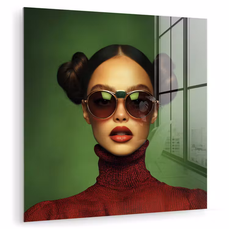 Vrouw - Groen - Bril - Aesthetic - Modern plexiglas 5mm klein -zzzproduct_nieuw
