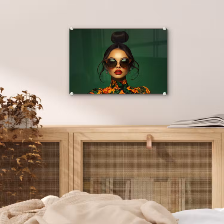 Vrouw - Groen - Modern - Bril - Abstract plexiglas 5mm klein -sfeer3