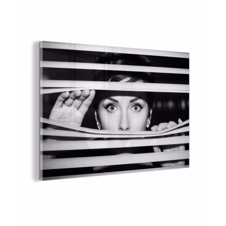 Vrouw - Jaloezieën - Portret - Zwart-wit plexiglas 5mm klein -zzzproduct_nieuw
