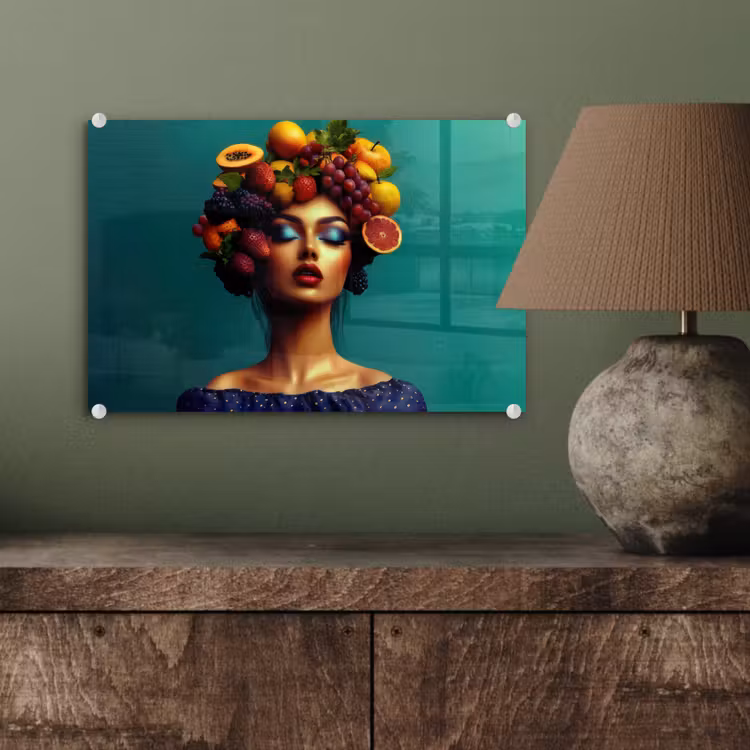 Vrouw - Hoodtooi - Tropisch - Fruit - Druiven plexiglas 5mm klein -wsfeer2_DE