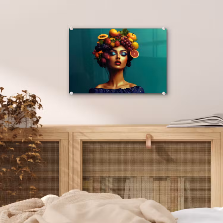 Vrouw - Hoodtooi - Tropisch - Fruit - Druiven plexiglas 5mm klein -sfeer3