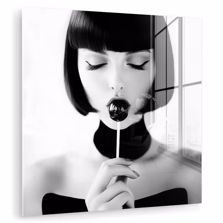 Vrouw - Lolly - Zwart - Wit plexiglas 5mm klein -zzzproduct_nieuw