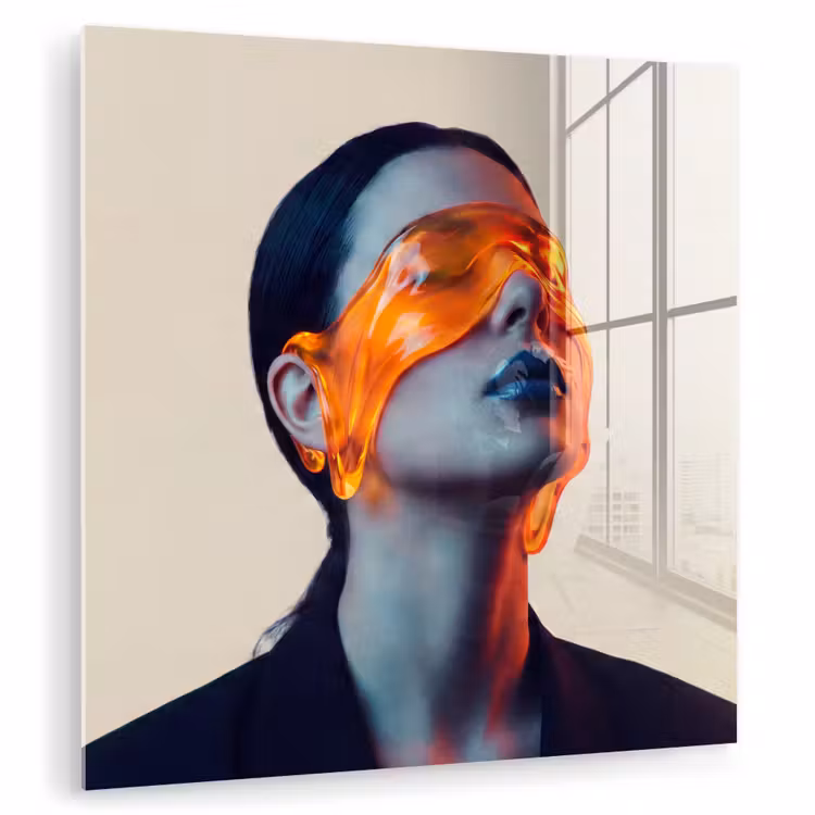 Vrouw - Oranje - Abstract - Modern - Kleurrijk plexiglas 5mm klein -zzzproduct_nieuw