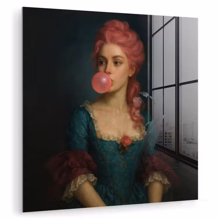 Vrouw - Portret - Kauwgombel plexiglas 5mm klein -zzzproduct_nieuw