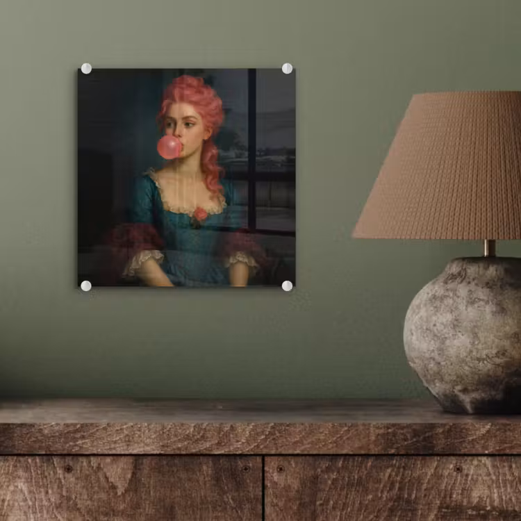 Vrouw - Portret - Kauwgombel plexiglas 5mm klein -sfeer3