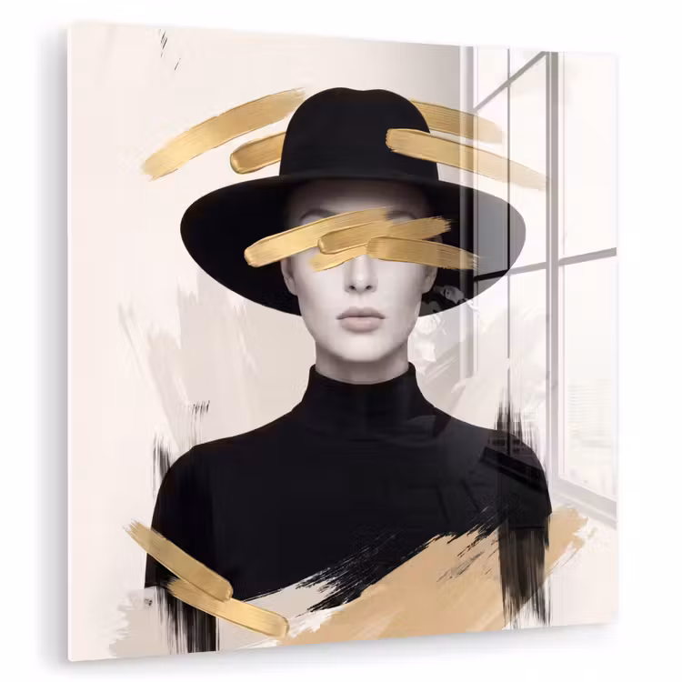 Vrouw - Portret - Modern - Goud - Kunst plexiglas 5mm klein -zzzproduct_nieuw