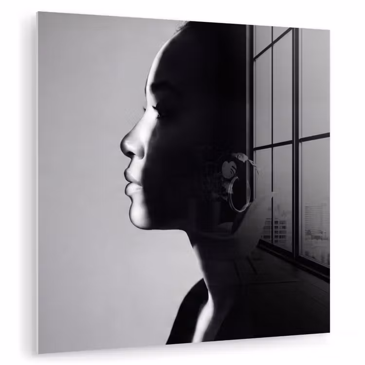 Vrouw - Profiel - Mensen - Zwart-wit plexiglas 5mm klein -zzzproduct_nieuw
