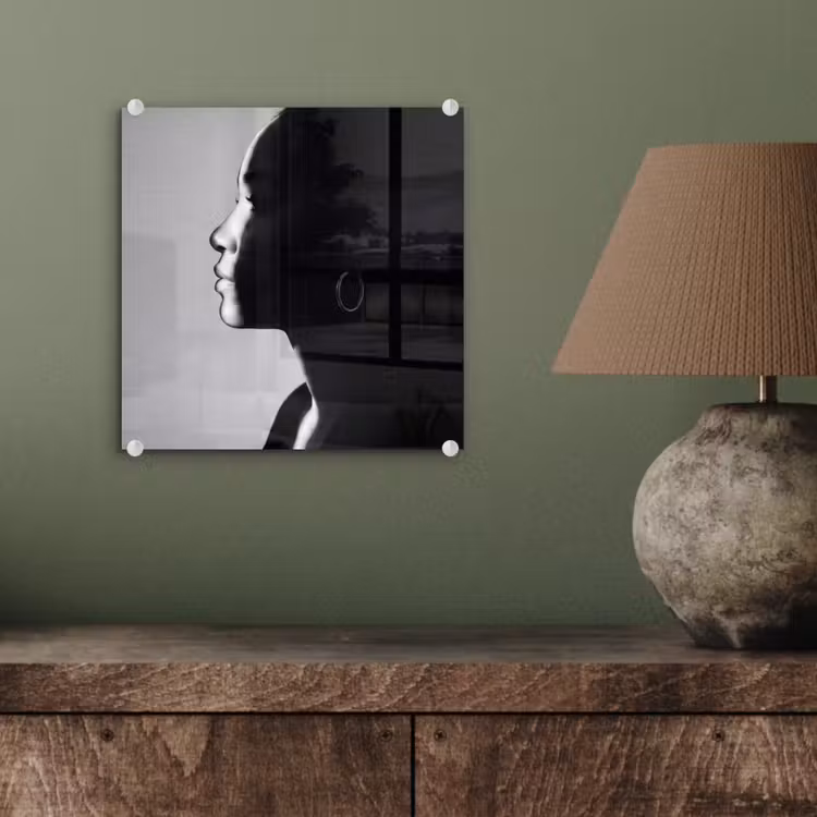 Vrouw - Profiel - Mensen - Zwart-wit plexiglas 5mm klein -sfeer3