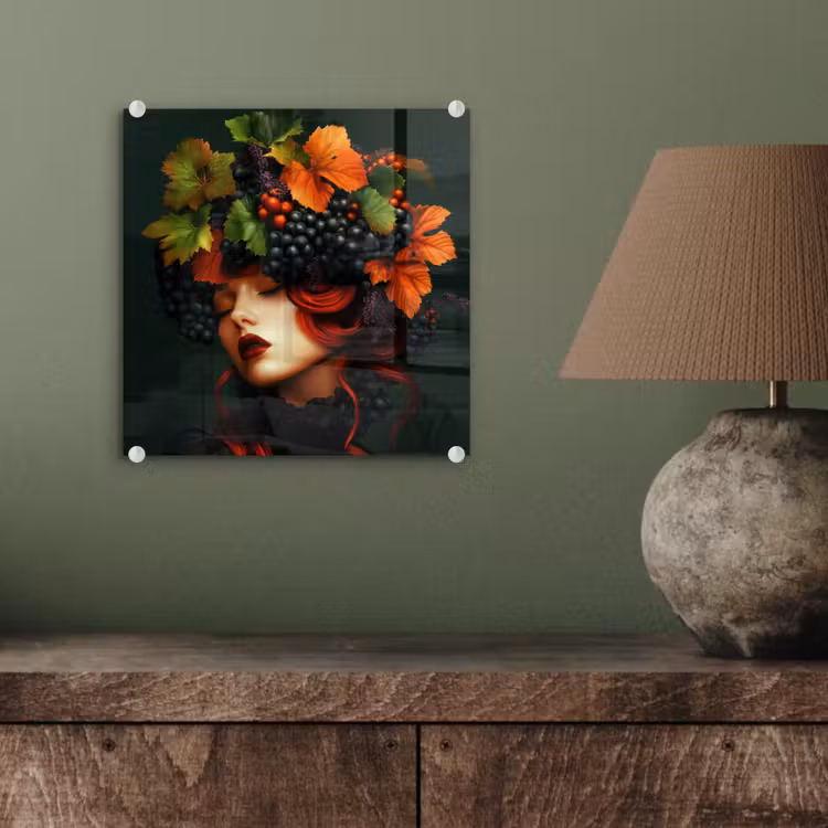 Vrouw - Rood - Groen - Druiven plexiglas 5mm klein -sfeer3
