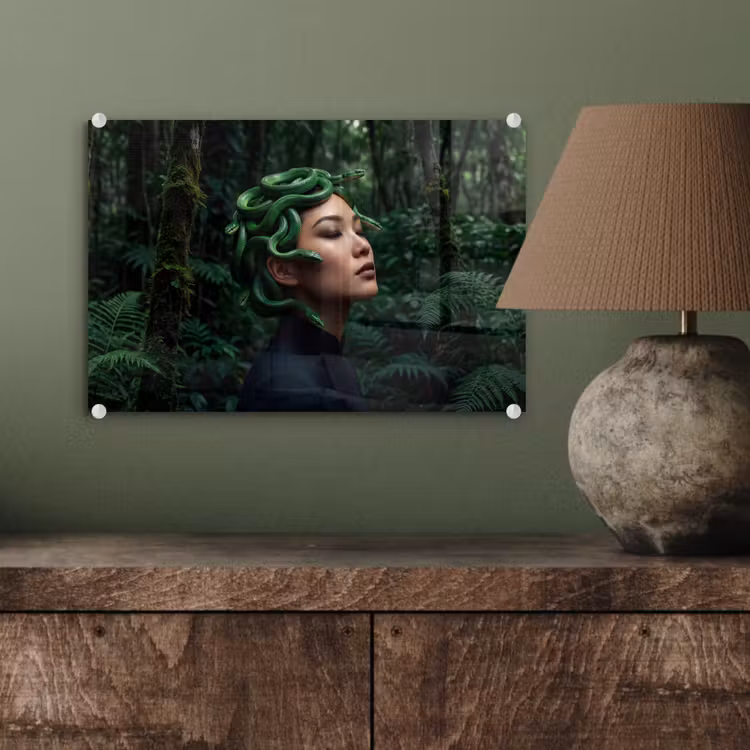 Vrouw - Slang - Natuur - Mystiek - Groen plexiglas 5mm klein -wsfeer2_DE