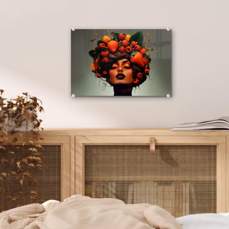 Vrouw - Chocolade - Frambozen - Aardbeien - Koekjes plexiglas 5mm klein -sfeer3