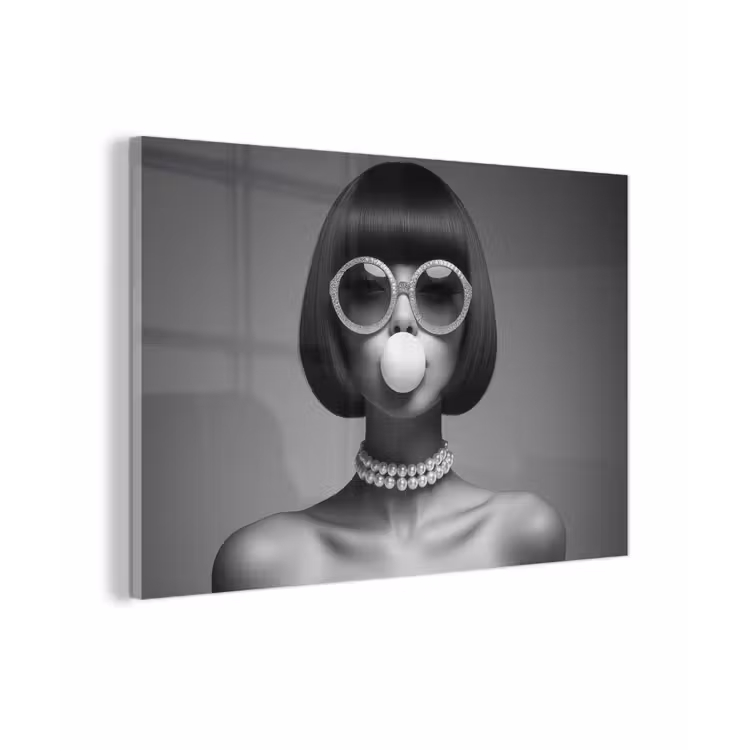 Vrouw - Zwart Wit - Ketting - Zonnebril plexiglas 5mm klein -zzzproduct_nieuw