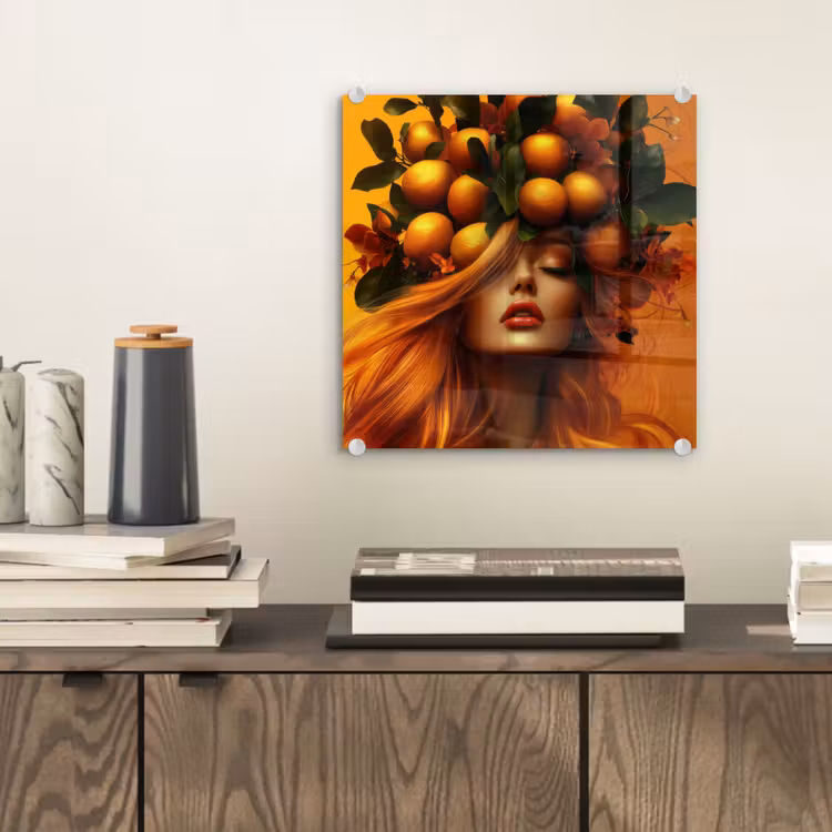 Vrouw - Citroenen - Bloesem - Geel plexiglas 5mm klein -sfeer1