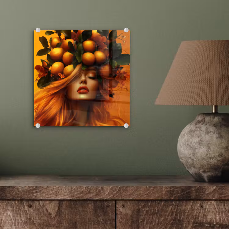 Vrouw - Citroenen - Bloesem - Geel plexiglas 5mm klein -sfeer3