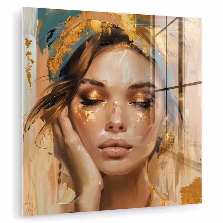 Vrouwen - Portret - Luxe - Goud plexiglas 5mm klein -zzzproduct_nieuw